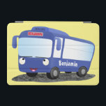 Cute blue modern bus cartoon illustration iPad mini cover<br><div class="desc">This cute modern blue tourist bus is just waiting for a drive! Drawn in fun cartoon character style.</div>