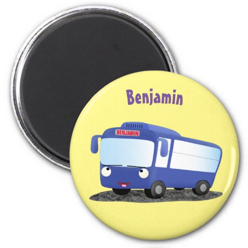 Cute blue modern bus cartoon illustration magnet