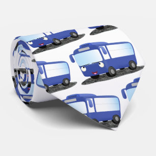 Cute blue modern bus cartoon illustration neck tie