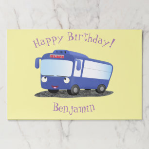 Cute blue modern bus cartoon illustration paper pad