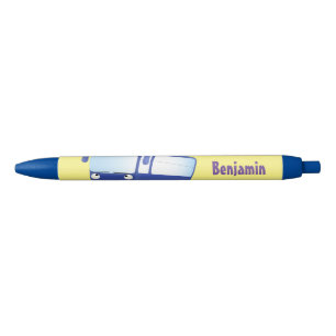 Cute blue modern bus cartoon illustration pen