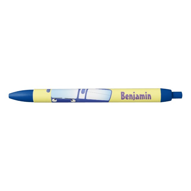 Cute blue modern bus cartoon illustration pen (Front)