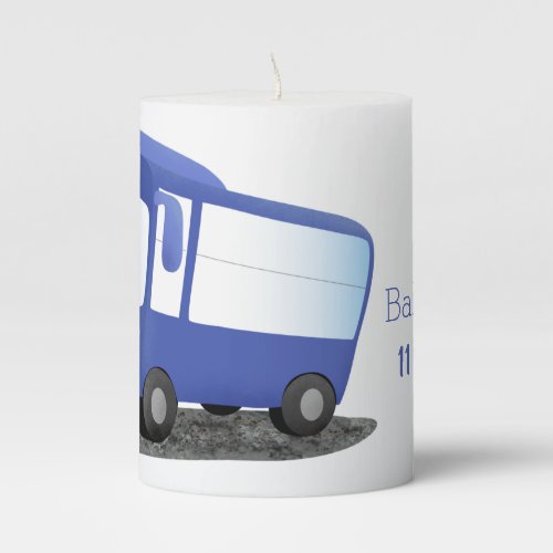 Cute blue modern bus cartoon illustration pillar candle