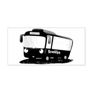 Cute blue modern bus cartoon illustration rubber stamp