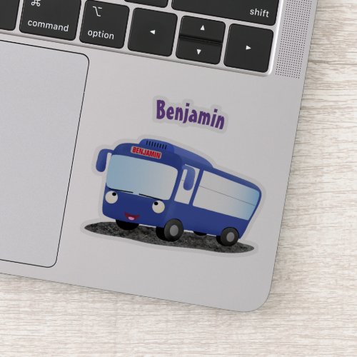 Cute blue modern bus cartoon illustration sticker