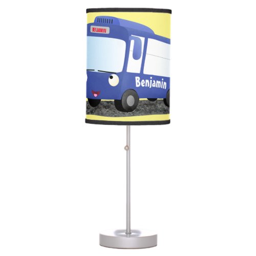 Cute blue modern bus cartoon illustration table lamp