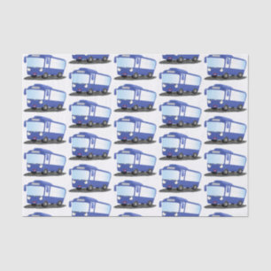 Cute blue modern bus cartoon illustration tissue paper