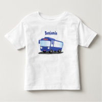 Cute blue modern bus cartoon illustration toddler t-shirt