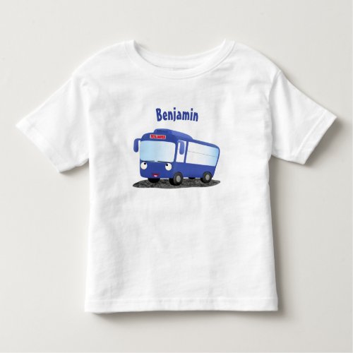 Cute blue modern bus cartoon illustration toddler t_shirt