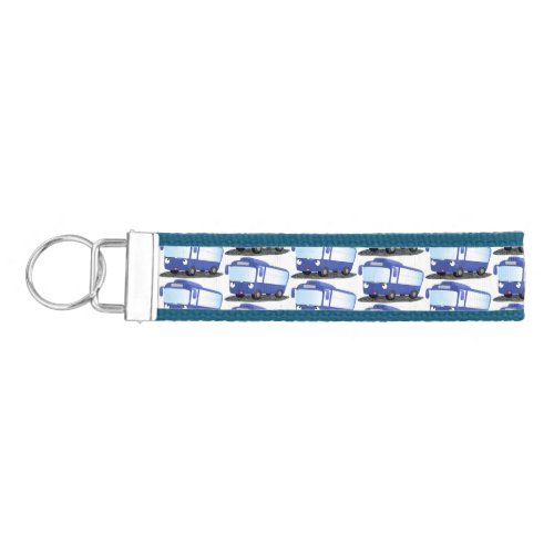 Cute blue modern bus cartoon illustration wrist keychain