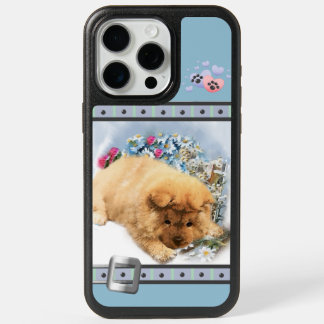 Cute Blue Modern Chow Chow Puppy Dog Art iPhone 15 Pro Max Case