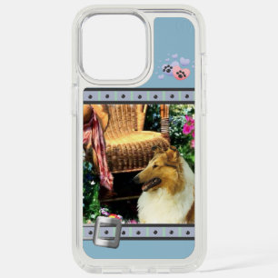Cute Blue Modern Rough Collie Collie Dog Art iPhone 15 Pro Max Case