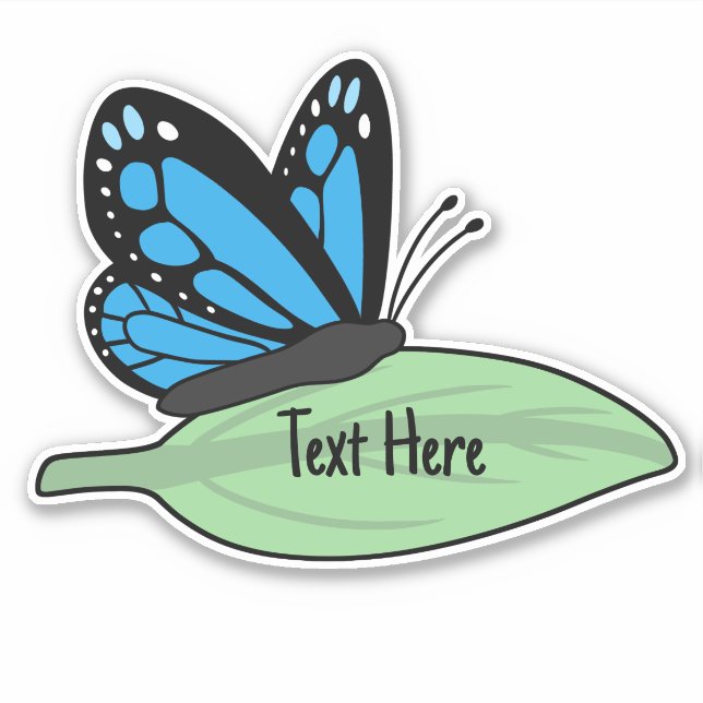 Cute Blue Monarch Butterfly label (Front)