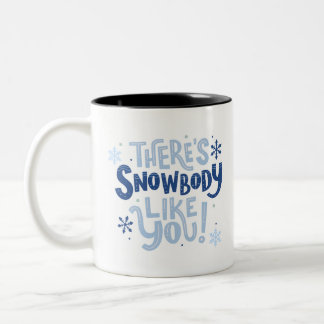 Cute Blue Monochrome Snowflake Motivational Two-Tone Coffee Mug