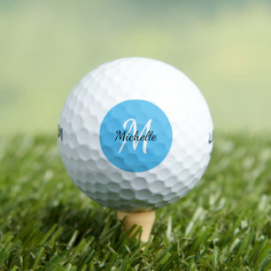 Cute Blue Monogram Name + Initial Golf Balls