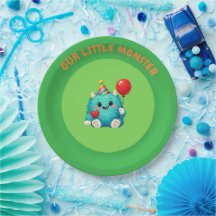 Cute Blue Monster 1st Birthday Invitation