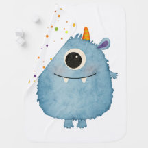 Cute Blue Monster Baby Blanket – Soft Nursery Gift