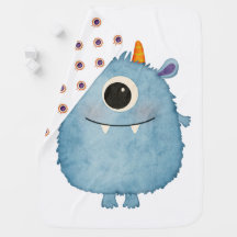Cute Blue Monster Baby Blanket – Soft Nursery Gift