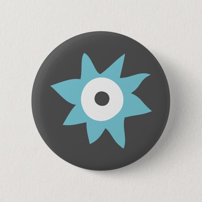 Cute Blue Monster Badge Pinback Button (Front)