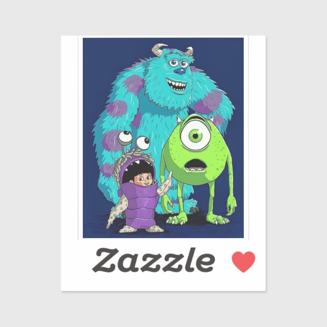 Cute Blue Monster Illustration Kids Party Paper Cu Sticker (Sheet)