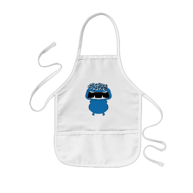 Cute blue monster kids' apron (Front)