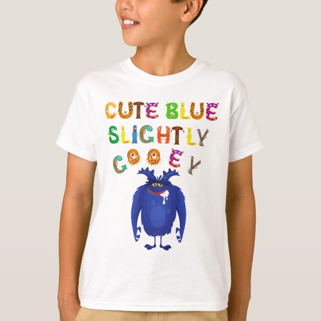 Cute Blue Monster Kids T-Shirt (Front)
