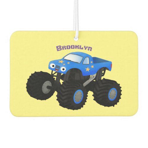 Cute blue monster truck cartoon illustration air freshener