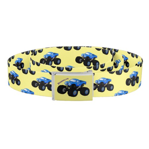 Cute blue monster truck cartoon illustration belt