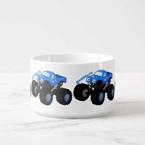 Cute blue monster truck cartoon illustration bowl