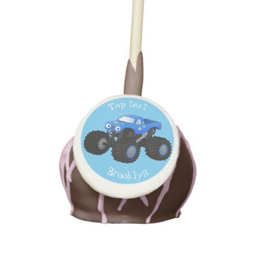 Cute blue monster truck cartoon illustration cake pops