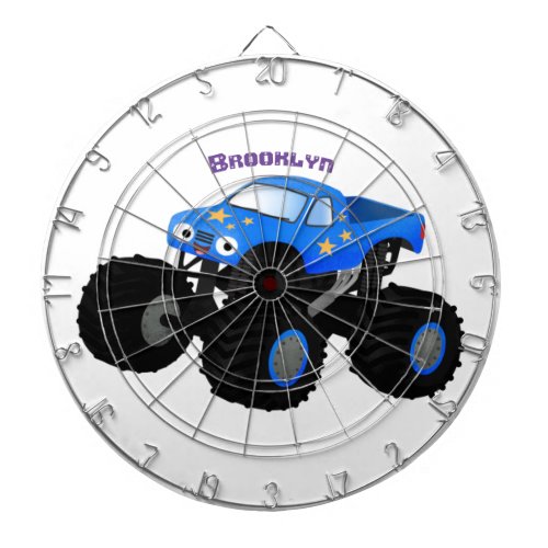 Cute blue monster truck cartoon illustration dart board