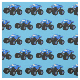 Cartoon Monster Trucks Fabric –