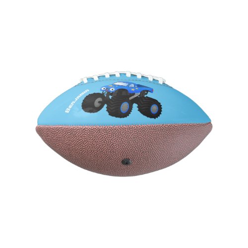 Cute blue monster truck cartoon illustration football