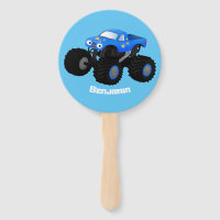 Cute blue monster truck cartoon illustration