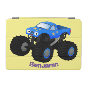 Cute blue monster truck cartoon illustration iPad mini cover