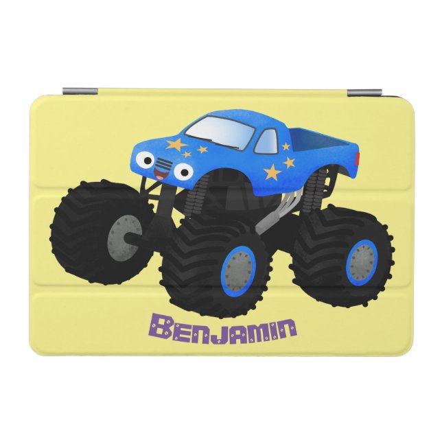 Cute blue monster truck cartoon illustration iPad mini cover (Horizontal)