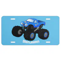 Cute blue monster truck cartoon illustration