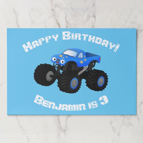 Cute blue monster truck cartoon illustration paper pad