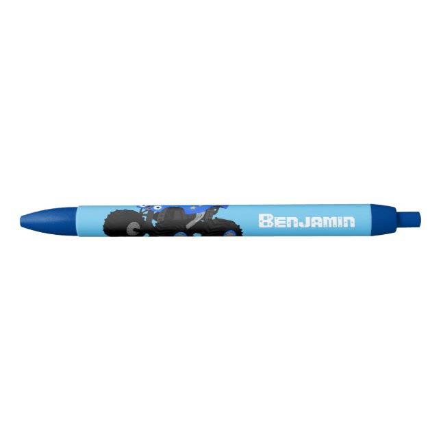 Cute blue monster truck cartoon illustration pen (Front)