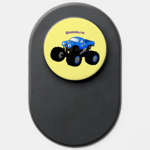 Cute blue monster truck cartoon illustration PopSocket