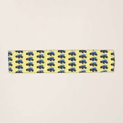 Cute blue monster truck cartoon illustration scarf