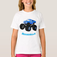 Cute blue monster truck cartoon illustration
