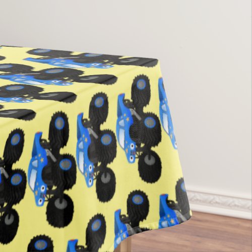 Cute blue monster truck cartoon illustration tablecloth