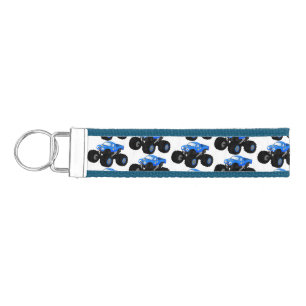 Cute blue monster truck cartoon illustration wrist keychain