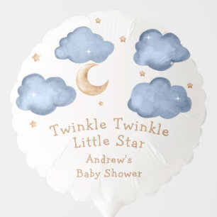 Cute Blue Moon Stars Twinkle Twinkle Baby Shower Balloon