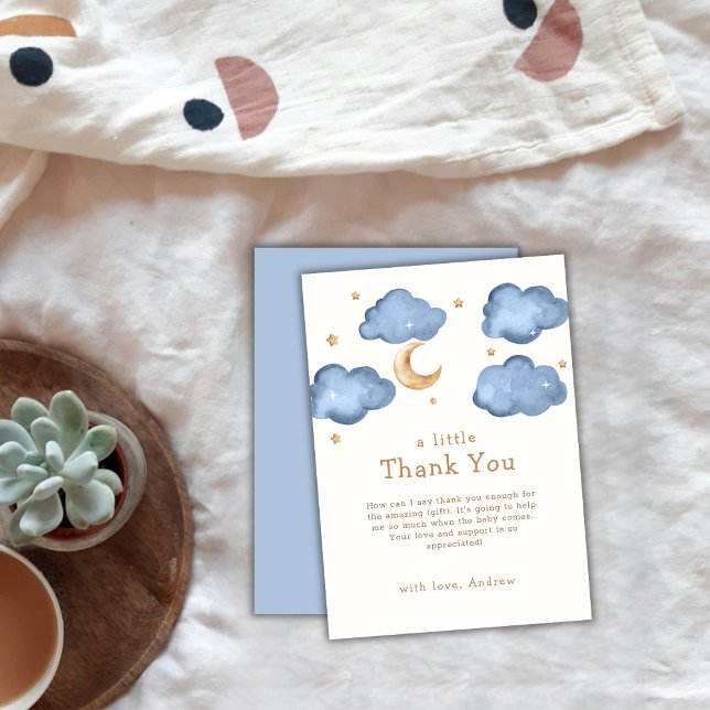 Cute Blue Moon Stars Twinkle Twinkle Baby Shower  Thank You Card (Cute Blue Moon Stars Twinkle Twinkle Baby Shower Thank You Card)