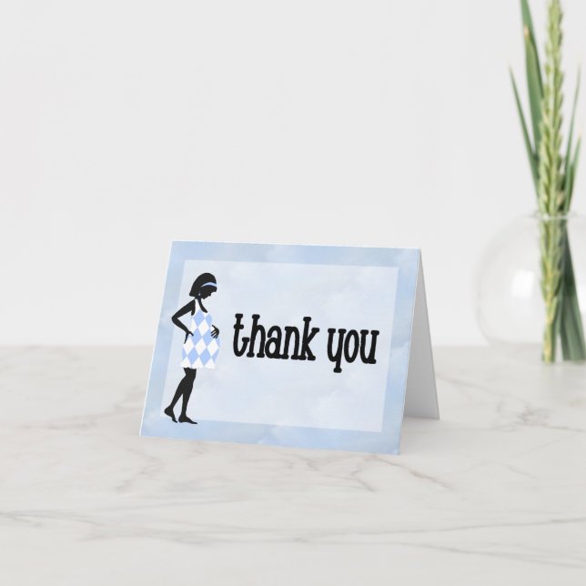 Cute Blue Mother-to-Be New Baby Thank You Card (Front)