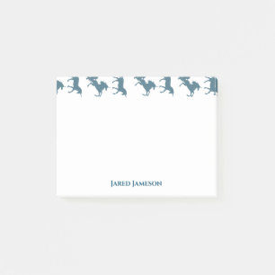 Cute Blue Name Monogram Unicorn Pattern Post-it Notes