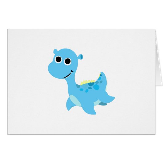 Cute Blue Nessie Cards (Front Horizontal)