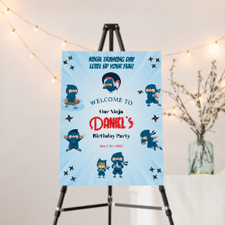 Cute Blue Ninja Squad Boy Birthday Party Foam Board